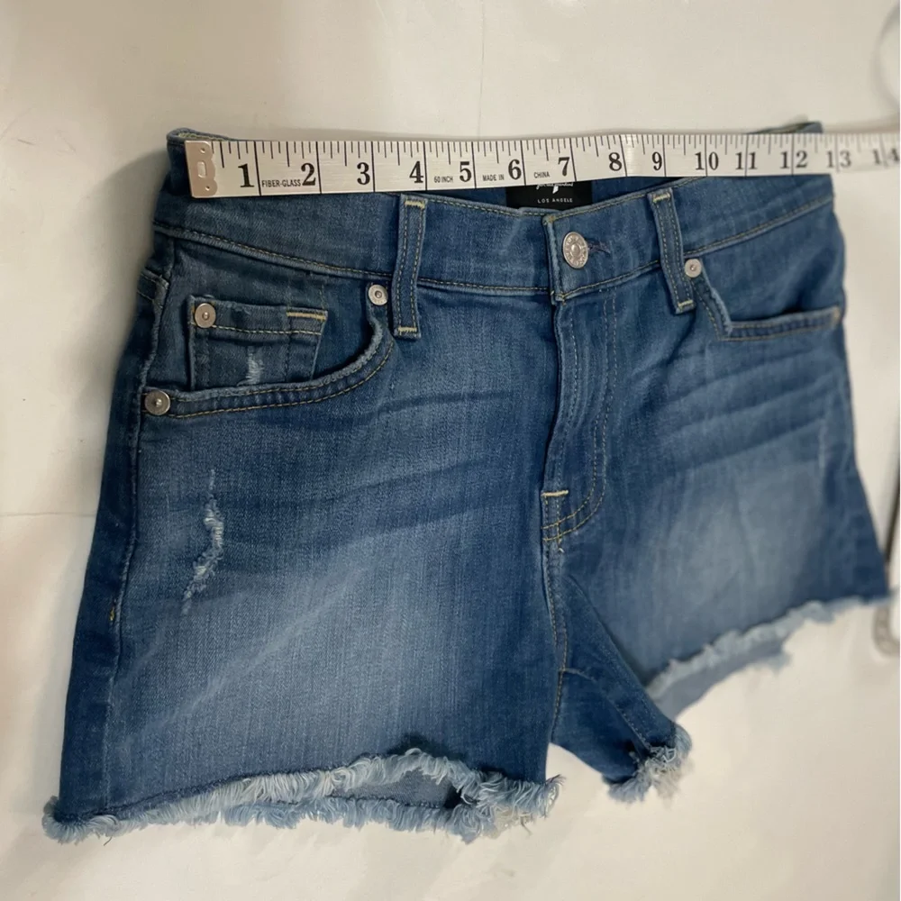 7 For All Mankind Cut Off Denim Shorts Raw Hem size 24